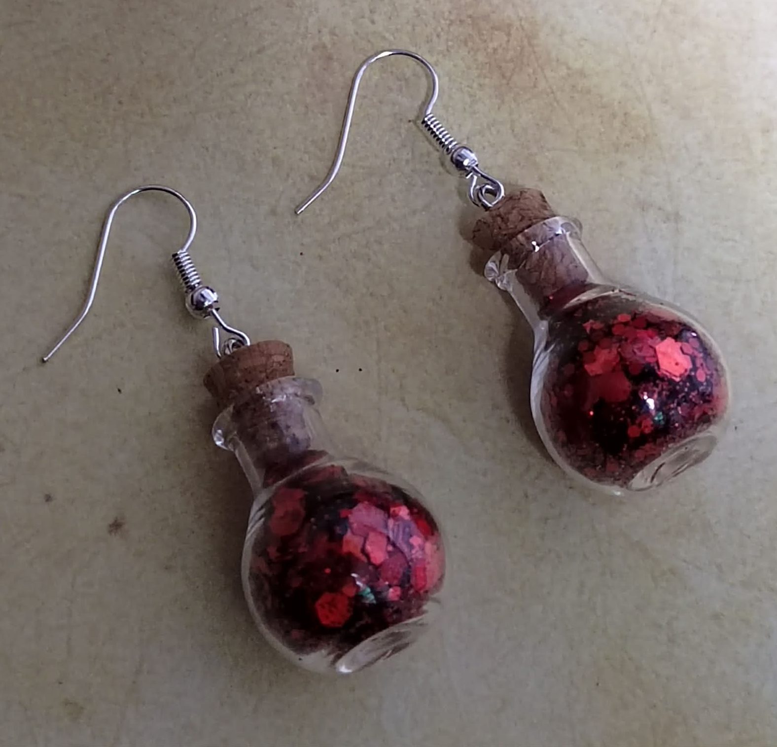 Magic Potion Bottle Glass Earrings – Dangly Witchy Jewellery