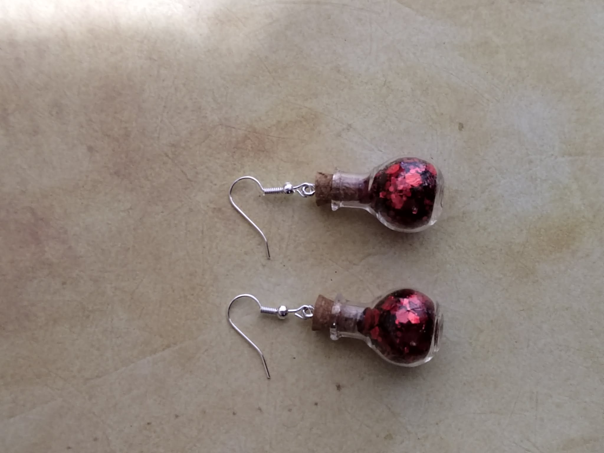 Magic Potion Bottle Glass Earrings – Dangly Witchy Jewellery - Image 3